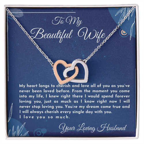 Gift For Wife My Heart Longs To Cherish And Love Interlocking Hearts Necklace