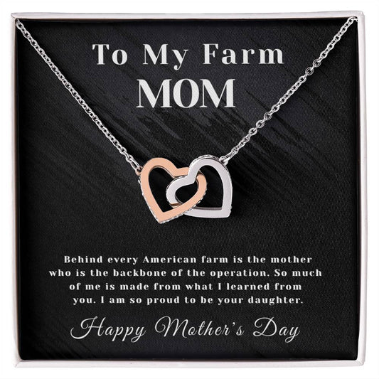 Farm Mom - Interlocking Hearts - Mother'S Day Interlocking Hearts Necklace