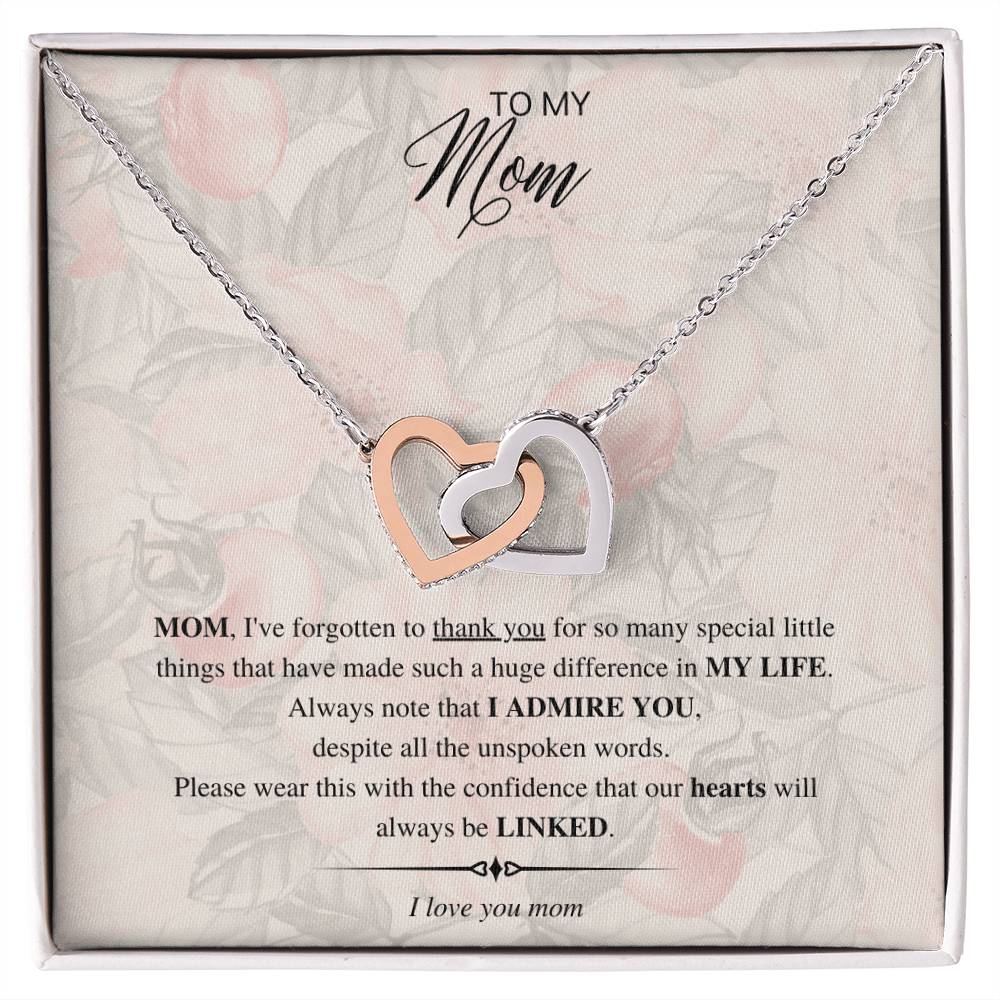 To My Mom - Linked Hearts Interlocking Hearts Necklace