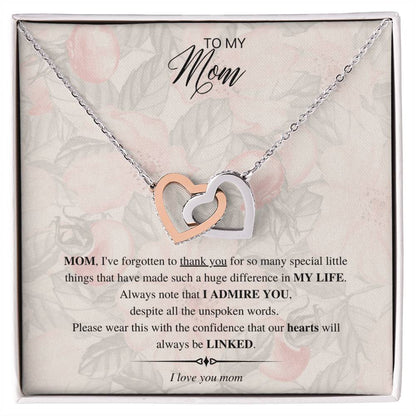 To My Mom - Linked Hearts Interlocking Hearts Necklace