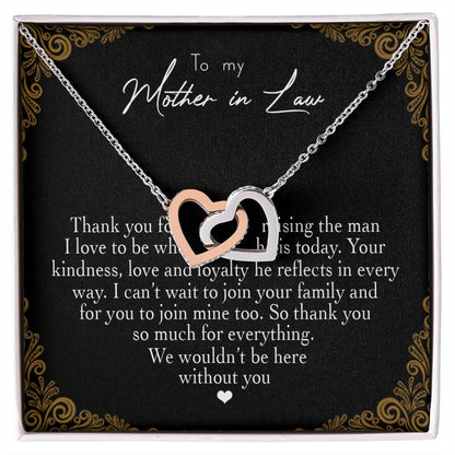 To My Mother In Law Thank You For Raising The Man I Love Heart Necklace Interlocking Hearts Necklace
