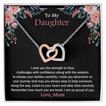 To My Daughter - Remember How Much You Are Loved - Necklace Interlocking Hearts Necklace