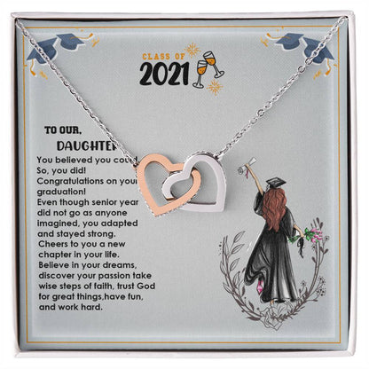 Interlocked Never-Ending Love Necklace For Believer Graduate Daughter Interlocking Hearts Necklace