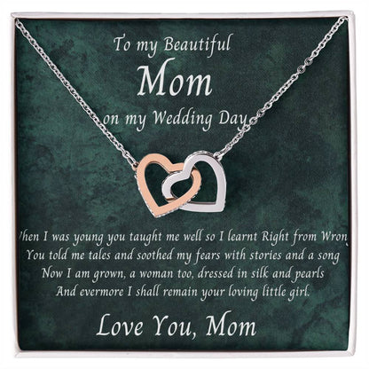 Mom Wedding Gift Bride To Mom Gift Daughter To Mother Wedding Gift Interlocking Hearts Necklace