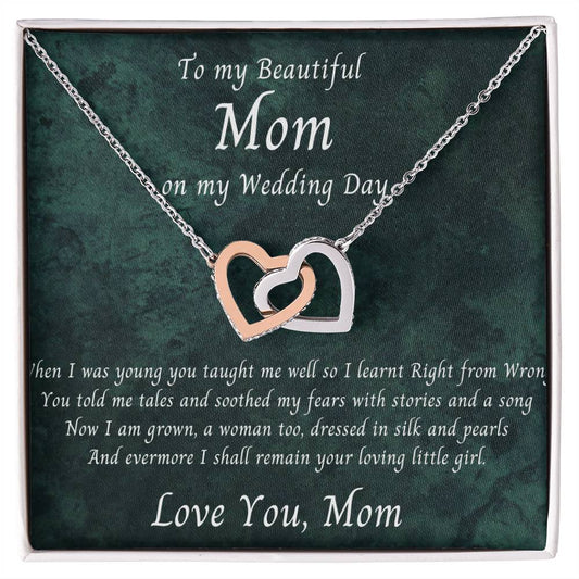 Mom Wedding Gift Bride To Mom Gift Daughter To Mother Wedding Gift Interlocking Hearts Necklace