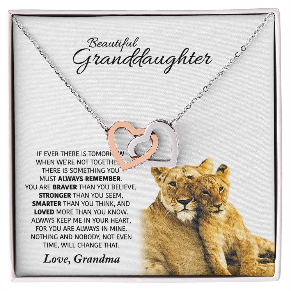 Love Gift For Granddaughters From Grandma - Interlocking Hearts Necklace