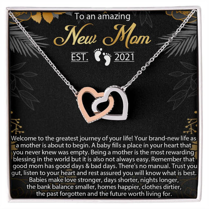New Mom Necklace Mom Est 2021 Necklace First Time Mom Necklacenew Mommy Interlocking Hearts Necklacenecklace For New Mom Pregnancy Gift