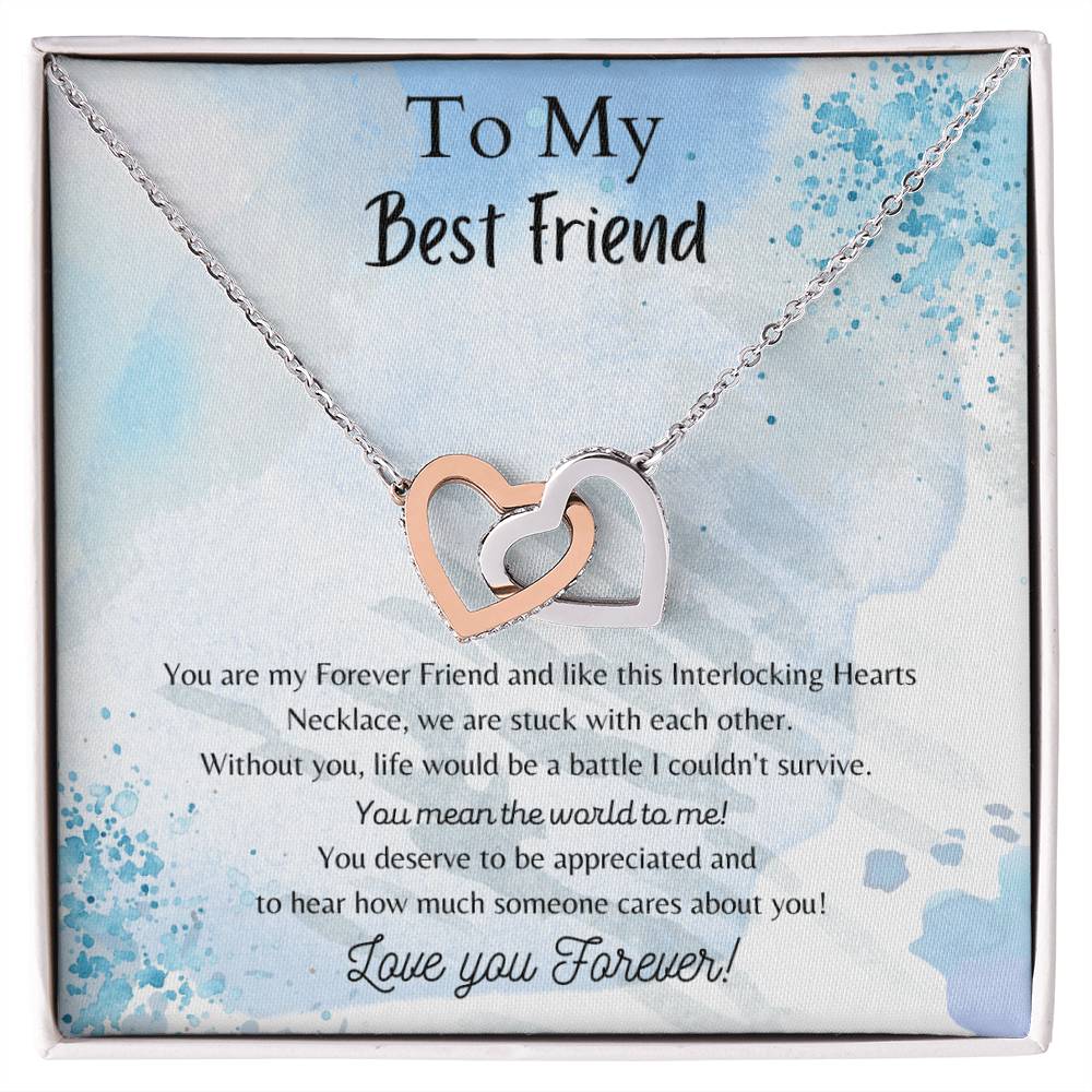 To My Best Friend Interlocking Hearts Necklace