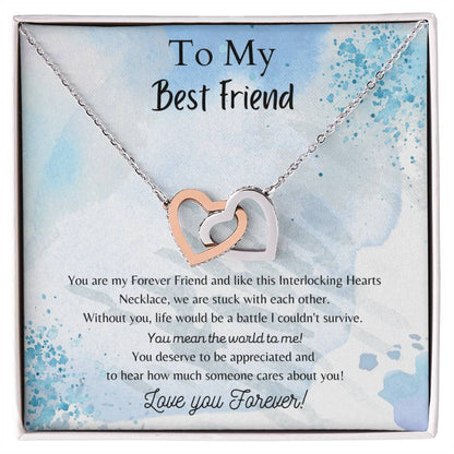 To My Best Friend Interlocking Hearts Necklace