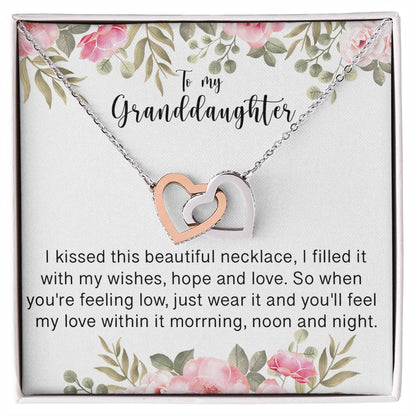 To My Granddaughter - I Love You Interlocking Hearts Necklace