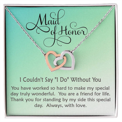 Maid Of Honor Linked Hearts Necklace Gift Interlocking Hearts Necklace