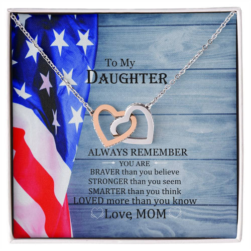 To My Daughter Interlocked Jewelry Necklacewith Pod Message Cardsgift For Daughter From Mom. Interlocking Hearts Necklace