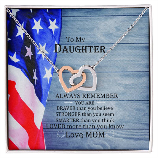 To My Daughter Interlocked Jewelry Necklacewith Pod Message Cardsgift For Daughter From Mom. Interlocking Hearts Necklace