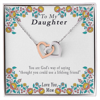 Mother-Daughter 'Your Are God'S Way' Necklace Interlocking Hearts Necklace