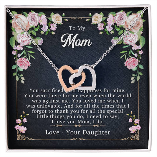 To My Mom - I Love You I Do - Necklace Interlocking Hearts Necklace