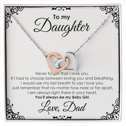 To My Daughter - Interlocking Heart Necklace Interlocking Hearts Necklace