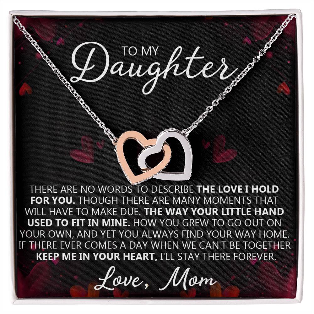 To My Daughter - You Are My Heart - Unique Heart Bonding Necklace Gift Set Interlocking Hearts Necklace
