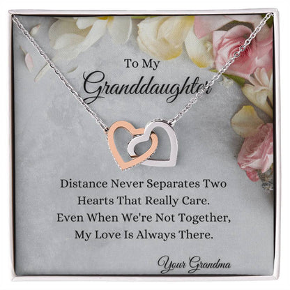 To My Granddaughter Interlocking Hearts Necklace