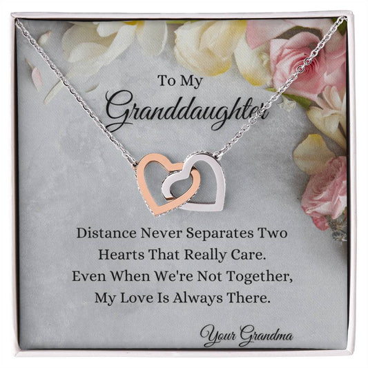 To My Granddaughter Interlocking Hearts Necklace