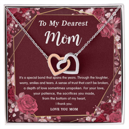 Infinity Love - To My Dearest Mom Necklace Interlocking Hearts Necklace