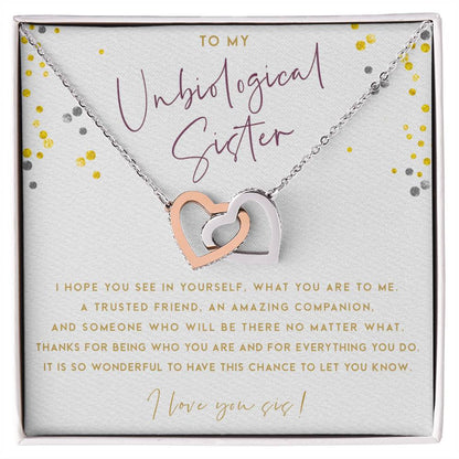 To My Unbiological Sister! Interlocking Hearts Necklace