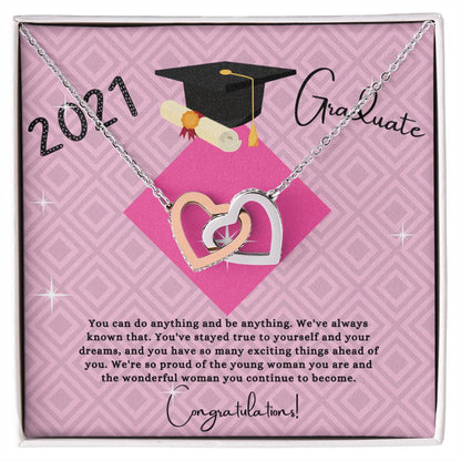 Popular Graduation Gift For Granddaughter 2021- Two Hearts Necklace Interlocking Hearts Necklace