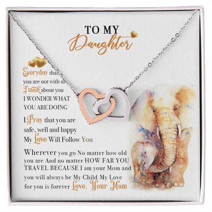 To My Daughter Necklace From Elephant Dad Interlocking Hearts Necklace