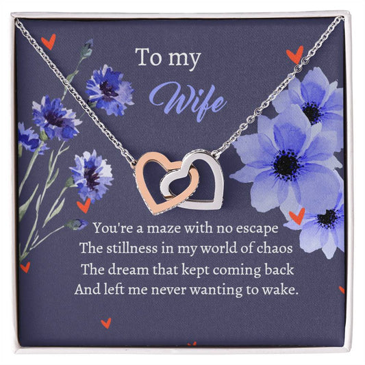 To My Wife - Escape World Dream - Necklace Interlocking Hearts Necklace