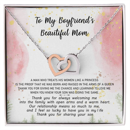 Gift For Boyfriend'S Mom - The Arms Of A Queen 2 - Interlocking Interlocking Hearts Necklace