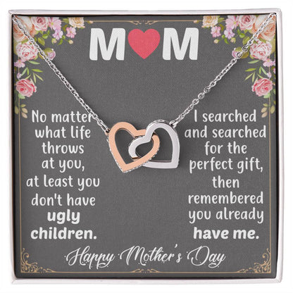 Happy Mother'S Day Mom Interlocking Hearts Necklace