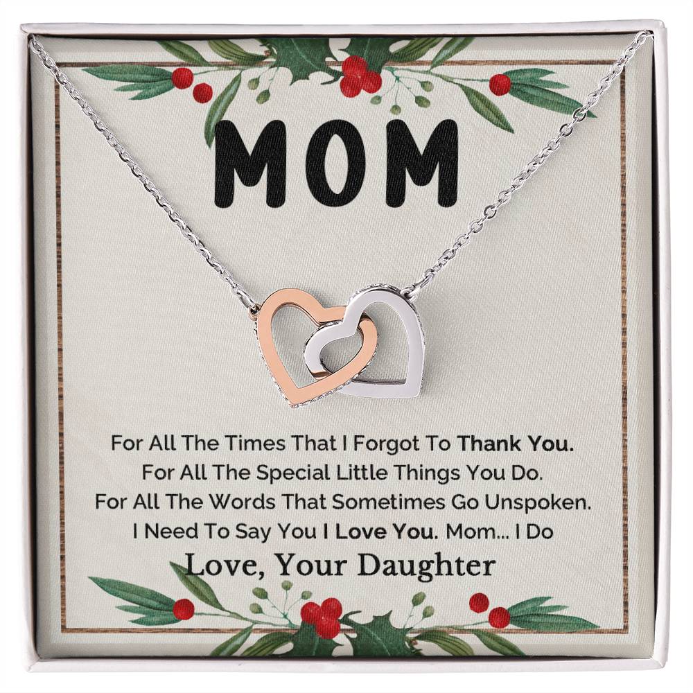 To Mom - I Love You Interlocking Heart Necklace Interlocking Hearts Necklace