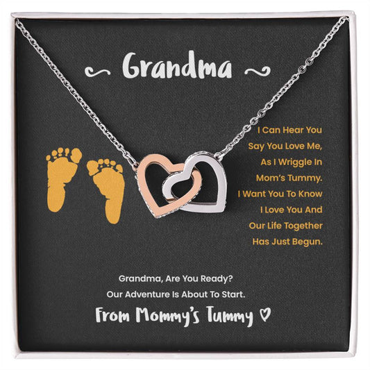 Grandma I Can Hear You Say You Love Me - Yellow Version Interlocking Hearts Necklace