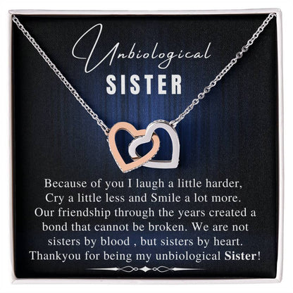 Unbiological Sister Necklace Soul Sister Sorority Sister Sister In Law Necklace Step Sister Gift Jewelry Tray Sister Necklace Interlocking Hearts Necklace