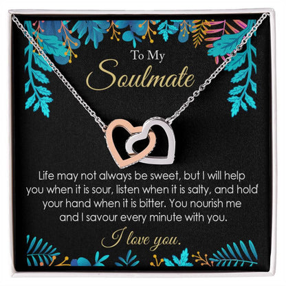 Soulmate Sweet And Sour Life Necklace Gift Friend Partner Relative Interlocking Hearts Necklace