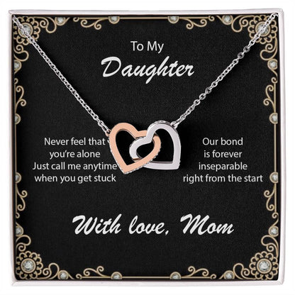 Necklace For Daughter To Call Mom When Stuck Interlocking Hearts Necklace