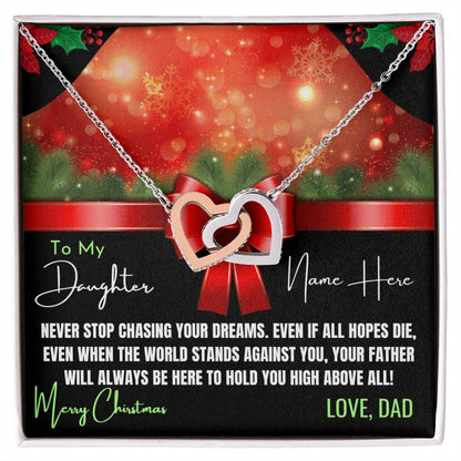 Artistic Christmas Necklace For Daughter Personalized Interlocking Hearts Necklace