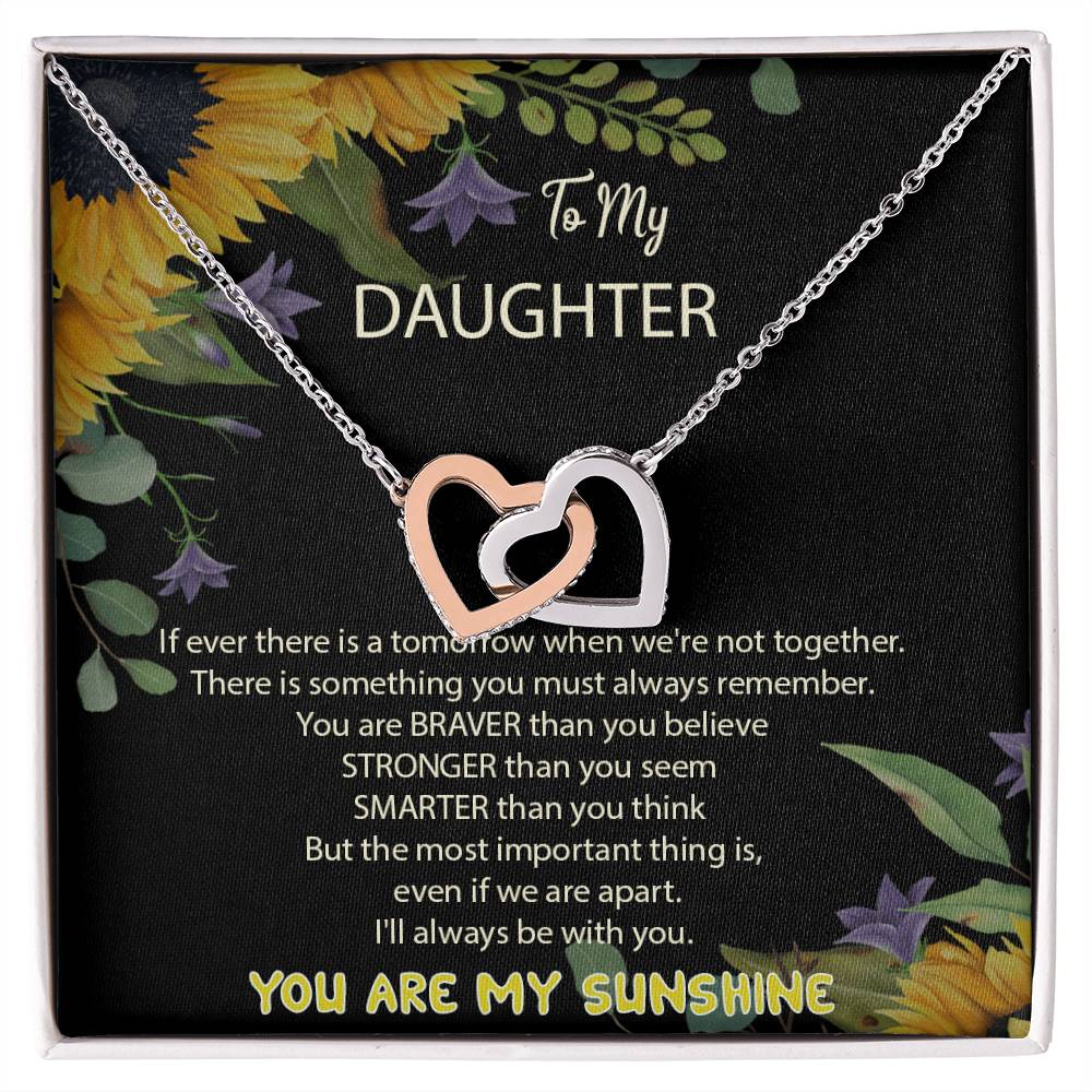 To My Daughter You Are My Sunshine Interlocked Hearts Necklace Interlocking Hearts Necklace