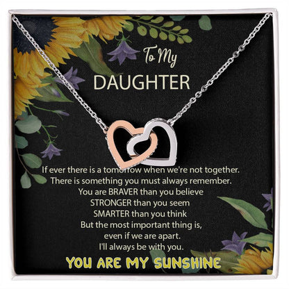 To My Daughter You Are My Sunshine Interlocked Hearts Necklace Interlocking Hearts Necklace