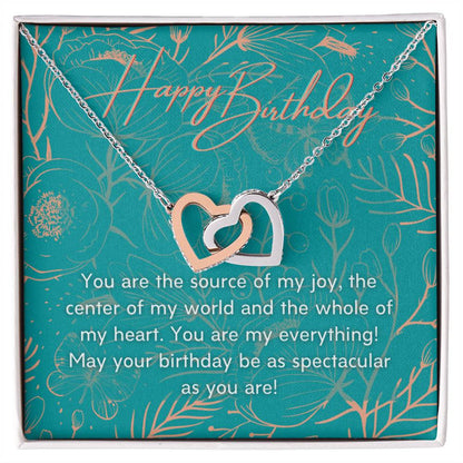 To My Daughter Happy Birthday - Connected Hearts Interlocking Hearts Necklace