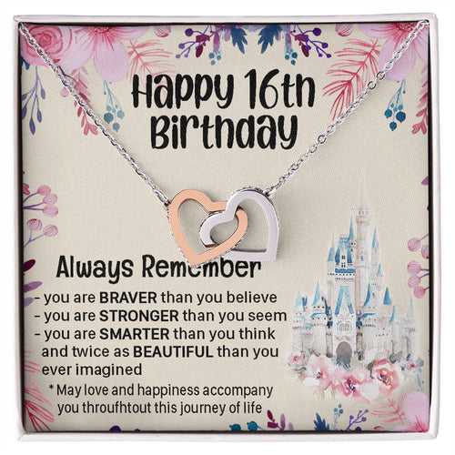 Happy 16Th Birthday Gift For Daughter Gift For 16 Years Old Birthday Teen Girl Daughter Necklace Gift Interlocking Hearts Necklace