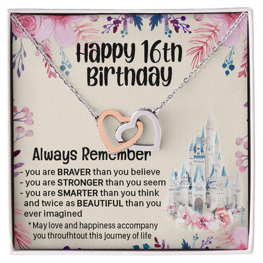 Happy 16Th Birthday Gift For Daughter Gift For 16 Years Old Birthday Teen Girl Daughter Necklace Gift Interlocking Hearts Necklace