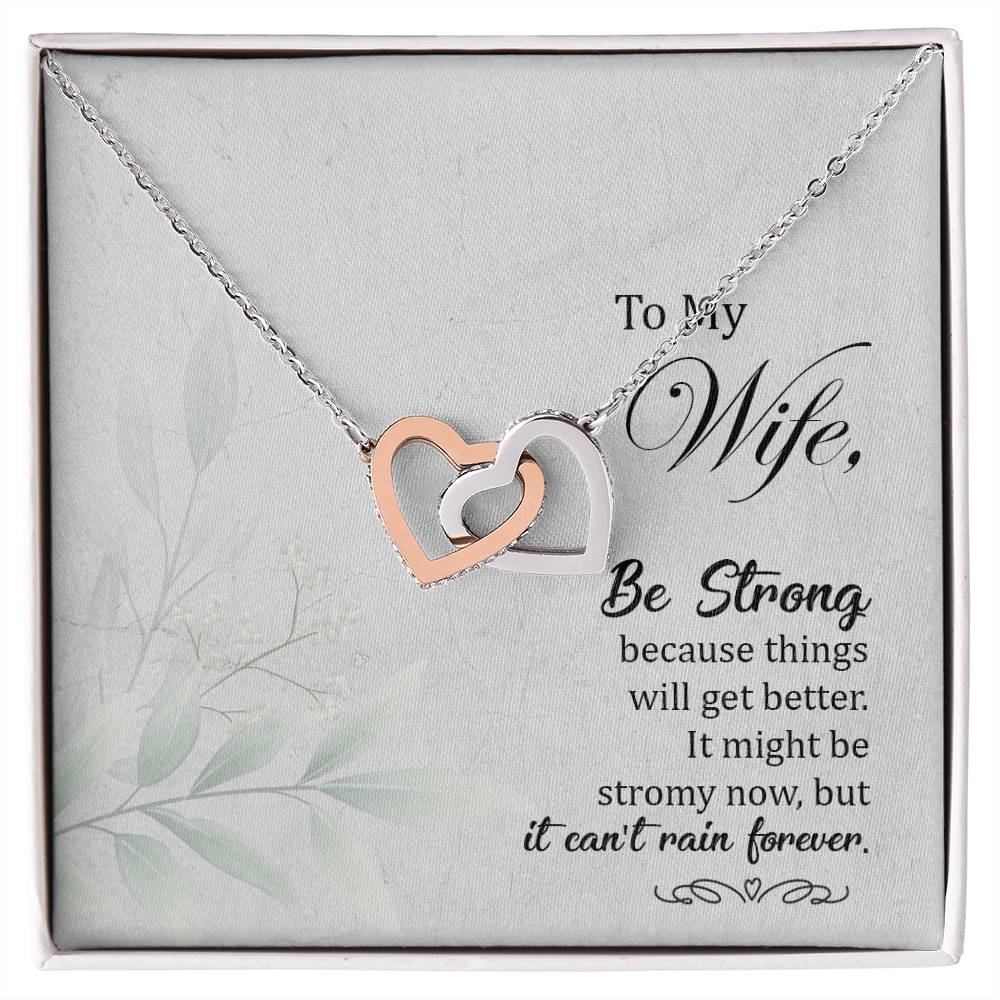 Gift For Wife - Be Strong Necklace Interlocking Hearts Necklace