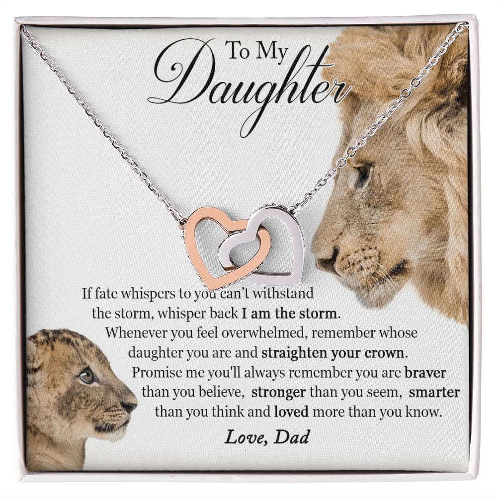 To My Daughter - Always Remember That I Love You Interlocking Hearts Necklace