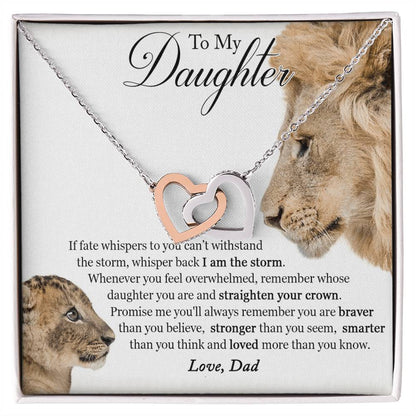 To My Daughter - Always Remember That I Love You Interlocking Hearts Necklace