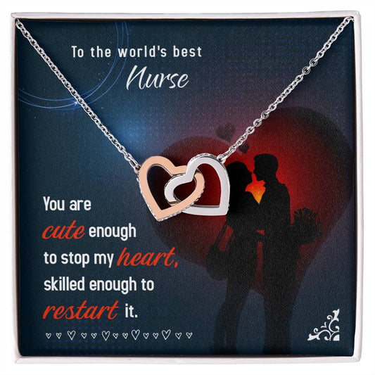 World'S Best Nurse Interlocking Hearts Necklace