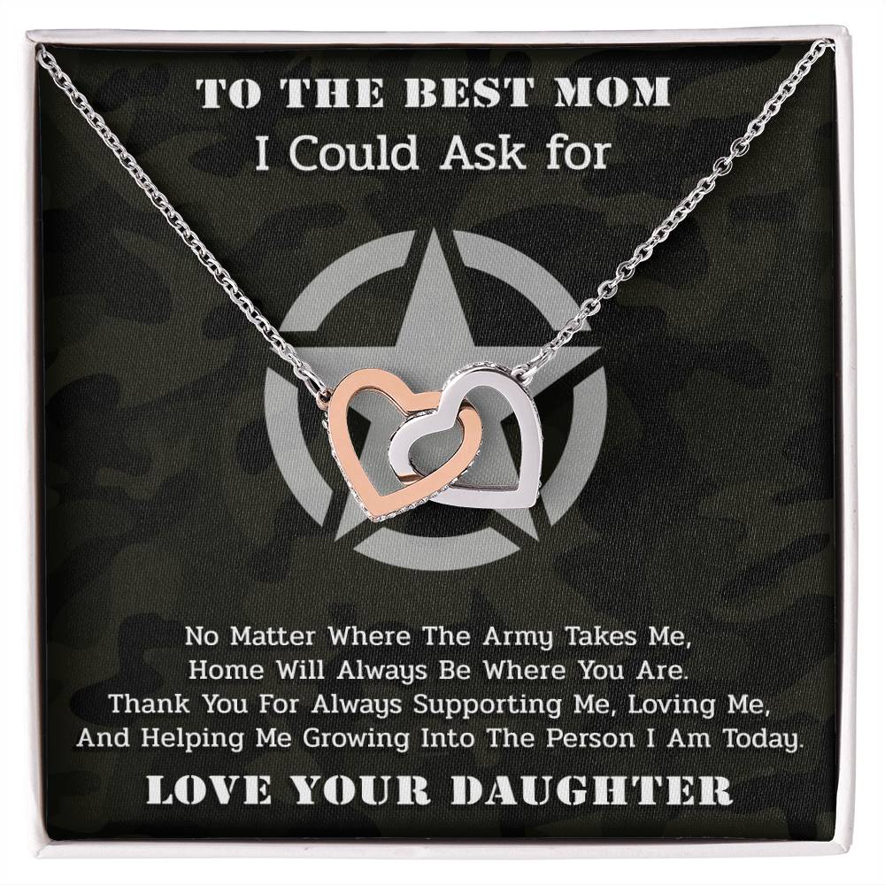 The Best Army Mom - Interlocked Necklace From Daughter Interlocking Hearts Necklace
