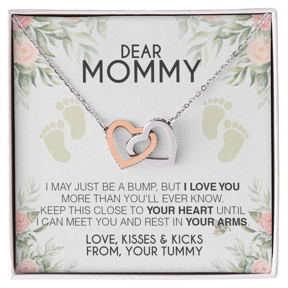 Dear Mommy - Love From Your Tummy- Necklace Interlocking Hearts Necklace