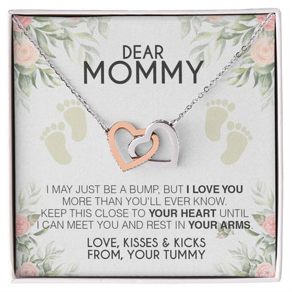 Dear Mommy - Love From Your Tummy- Necklace Interlocking Hearts Necklace
