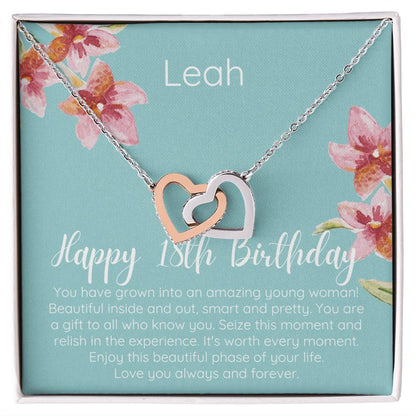 Personalized Happy 18Th Birthday Interlocked Hearts Necklace Interlocking Hearts Necklace