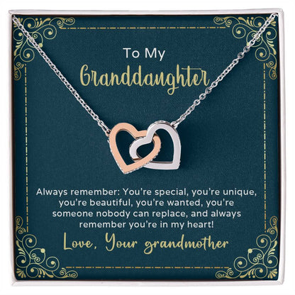 Interlocking Hearts Necklace To My Granddaughter Always Remember You'Re Special